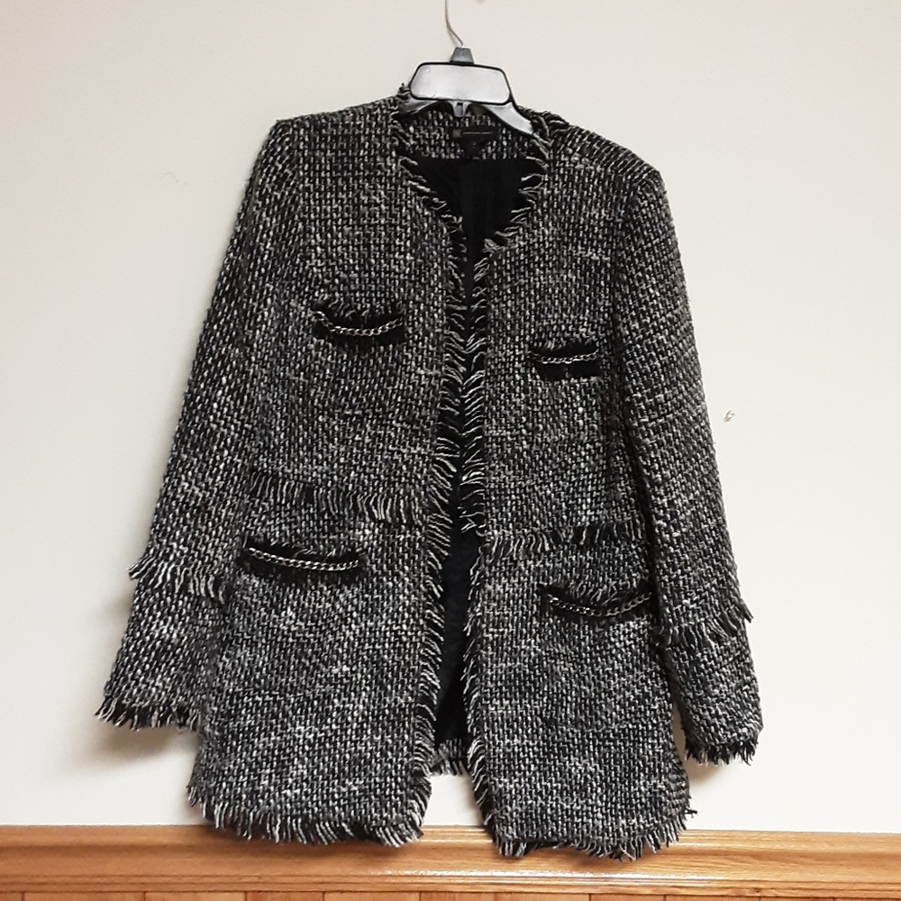 INC International Concepts Black and White Tweed Blazer
